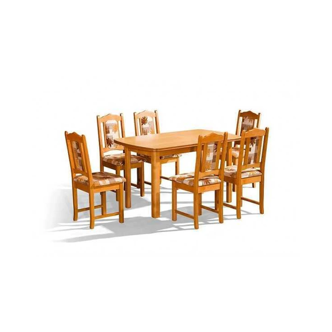 Elegantiškas oranžinis stalas su medinėmis kojomis