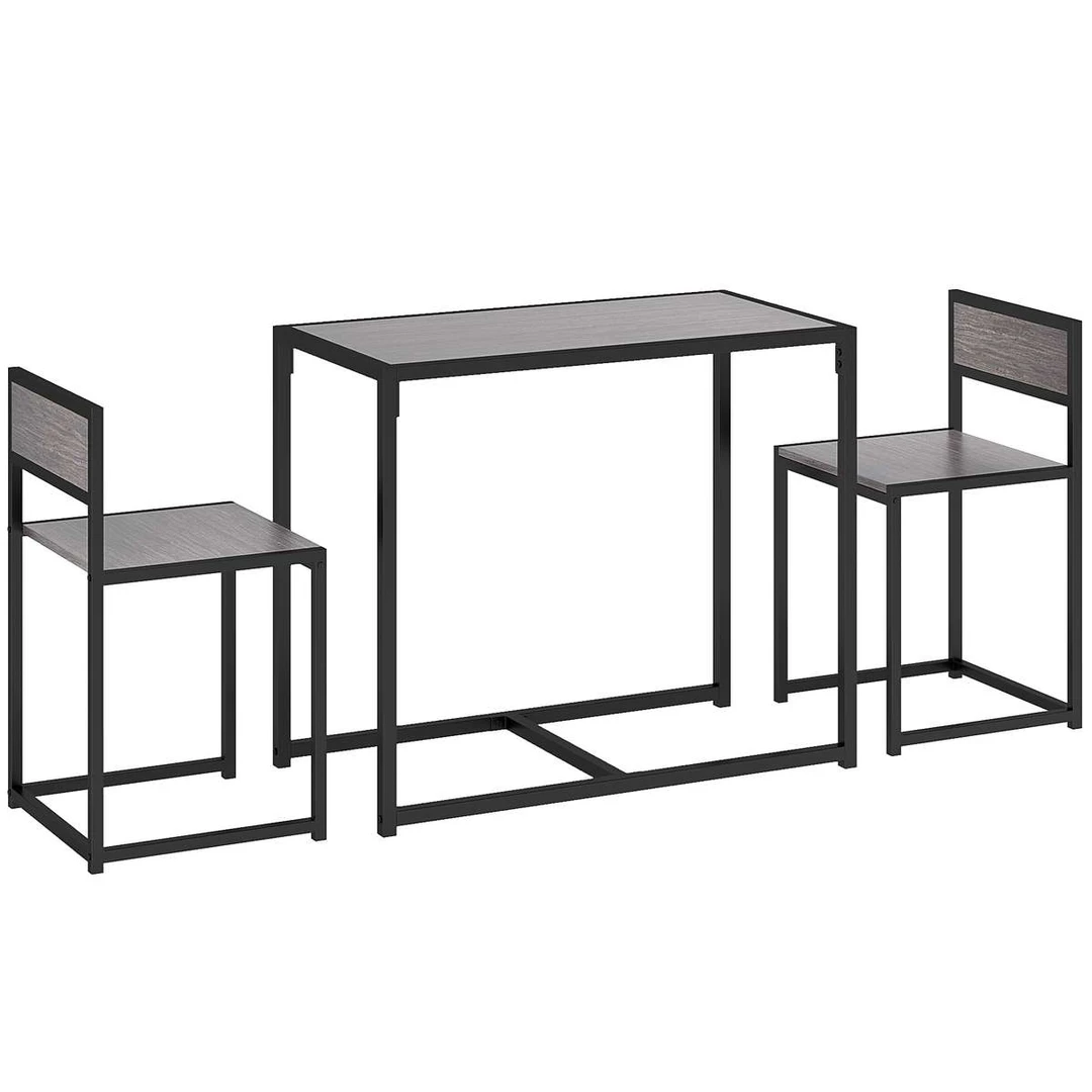 Valgomojo komplektas, su 2 kėdėmis, Pilka, 90 × 76 × 47 cm - Valgomojo komplektai