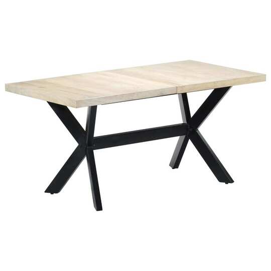 Valgomojo stalas, baltas, 160x80x75cm, mango medis - Stalai