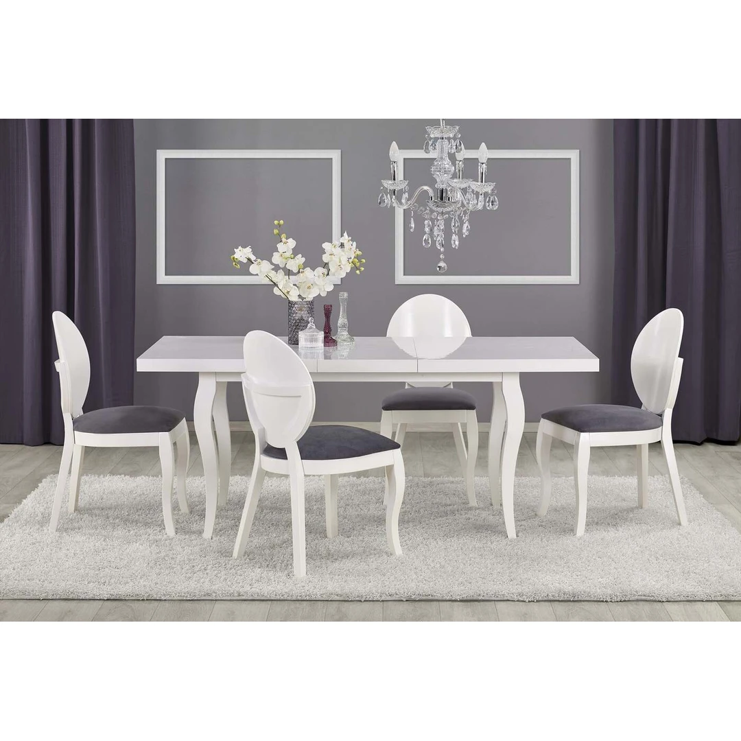 Prailginamas stalas 160-240 cm, balta spalva, MDF + ABS viršus