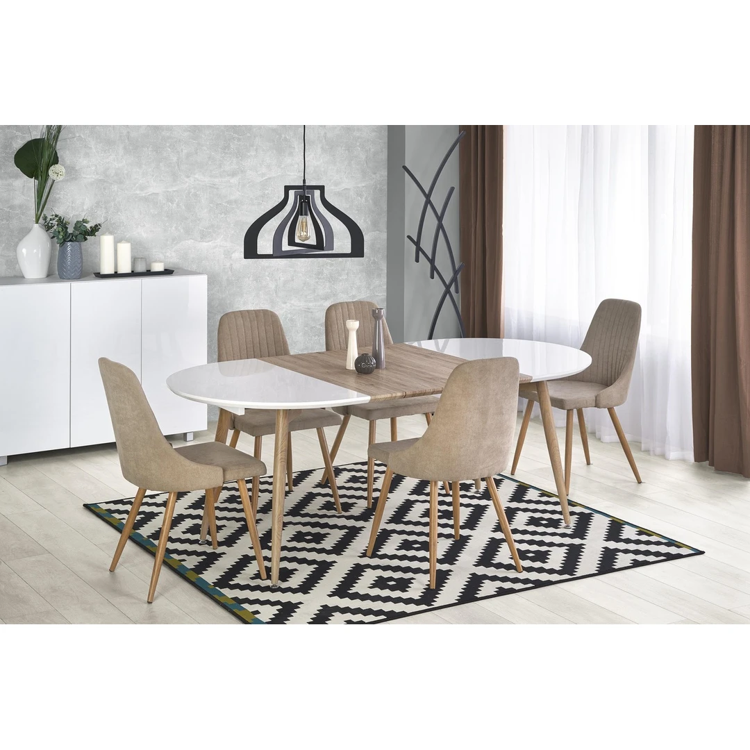 Praildomas stalas 120-200 cm, balta ar san remo ąžuolo spalva