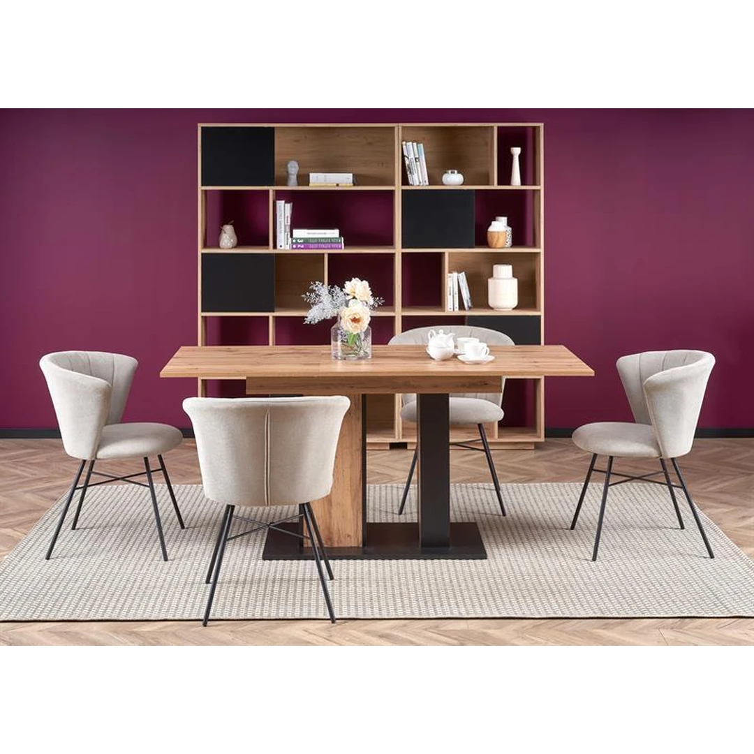 Prailginamasis stalas 130-175 cm, ąžuolo ir juodos spalvos