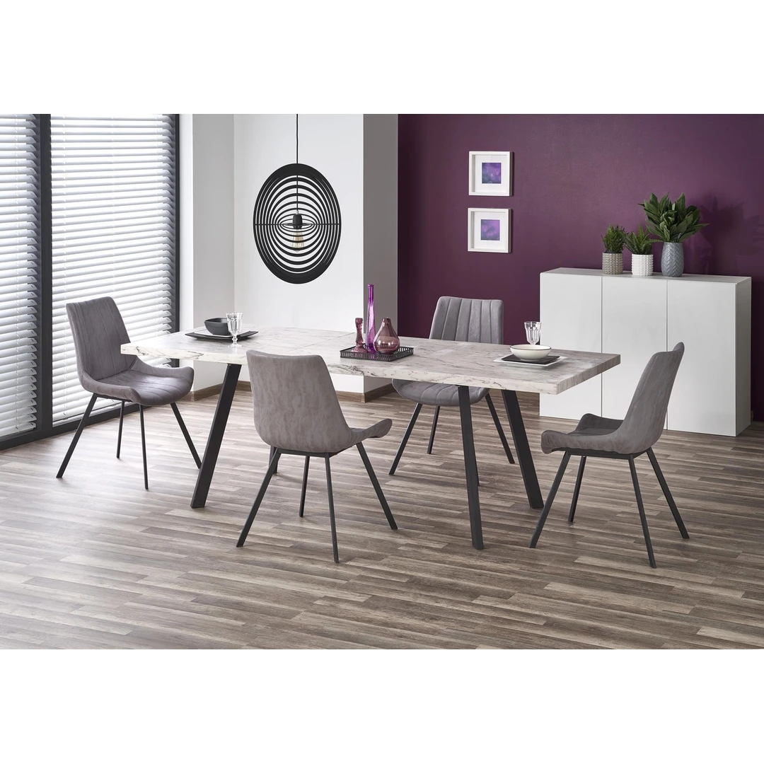 Prailginamas stalas 160-220 cm, marmuro ir juodos spalvos