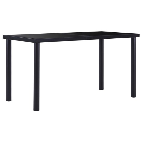 Valgomojo stalas, juodas, 140x70x75 cm, grūdintas stiklas - Stalai