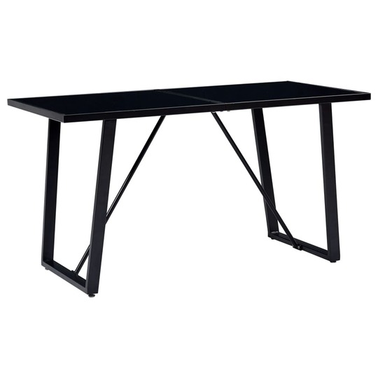 Valgomojo stalas, juodas, grūdintas stiklas, 140x70x75cm - Stalai