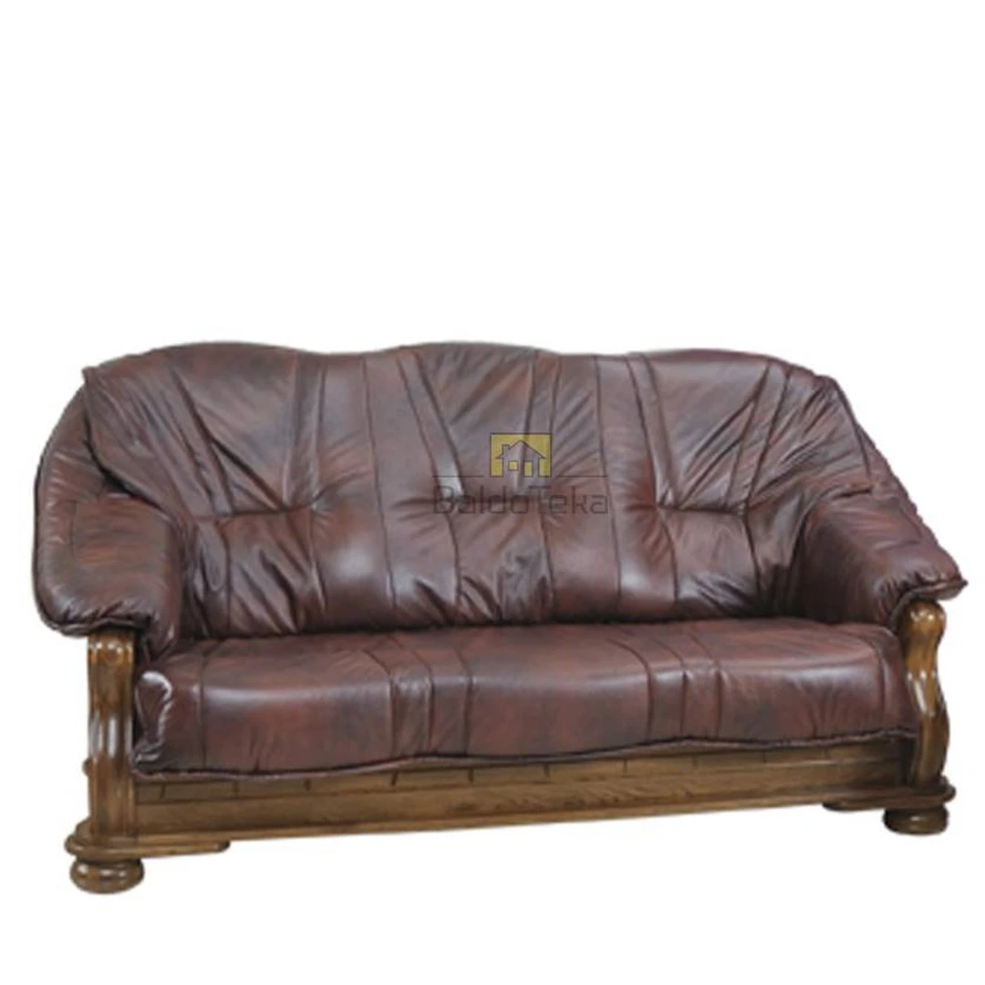 Natūralios odos ir ąžuolo masyvo sofa