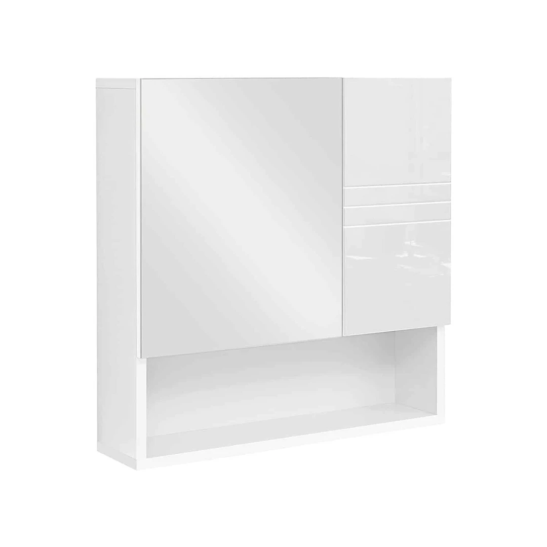 Blizgi balta veidrodinė spintelė voniai