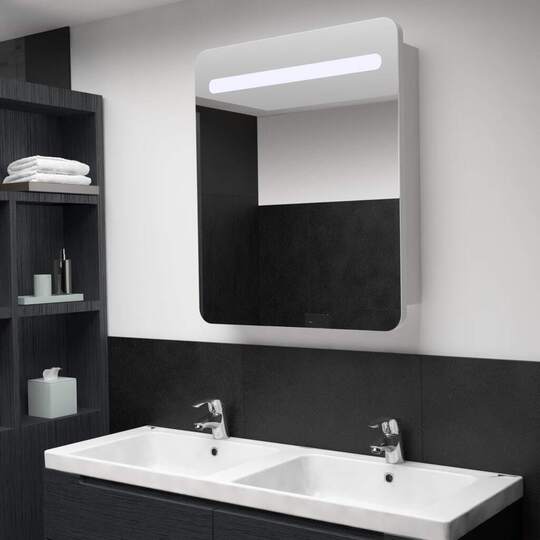 Veidrodinė vonios spintelė su LED apšvietimu, 68x9x80cm - Vonios spintelės