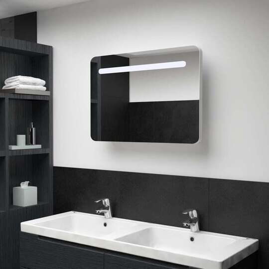 Veidrodinė vonios spintelė su LED apšvietimu, 70x9,5x55 cm - Vonios spintelės