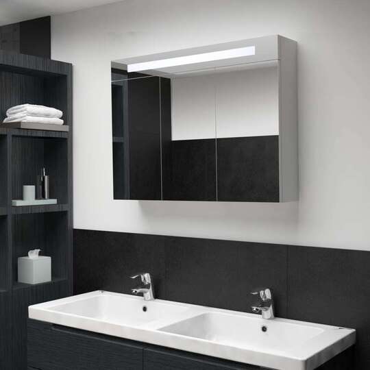 Veidrodinė vonios spintelė su LED apšvietimu, 88x13x62cm - Vonios spintelės