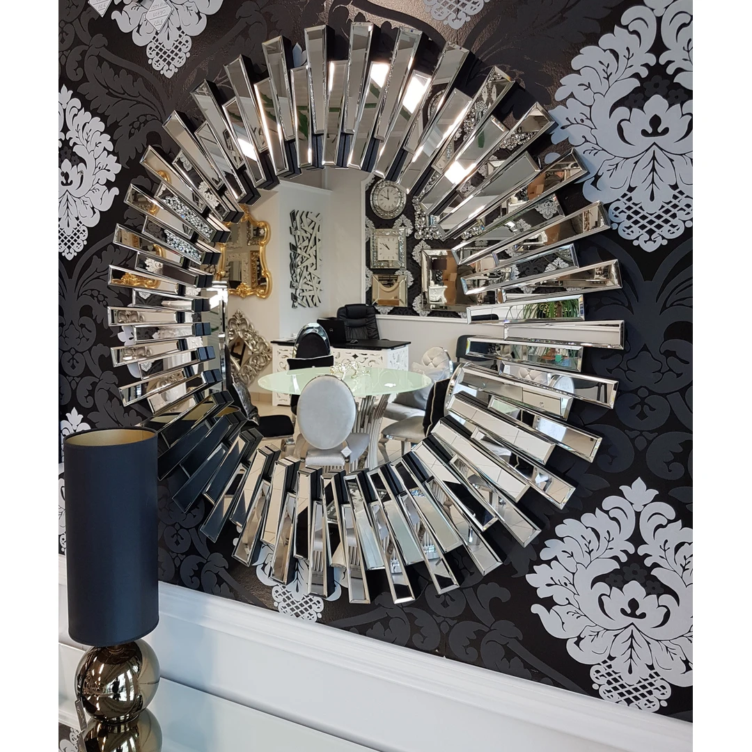 Modernus apvalus veidrodis saulutė interjero puošmenai