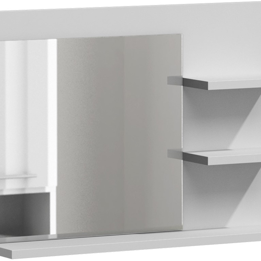 Elegantiškas veidrodis su lentynomis – balta matinė spalva