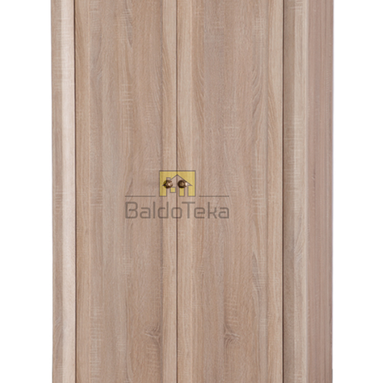 Šviesaus ąžuolo sonoma spalvos spinta su met. rankenėlėmis