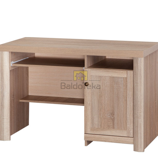 Šviesaus ąžuolo sonoma spalvos spinta su met. rankenėlėmis