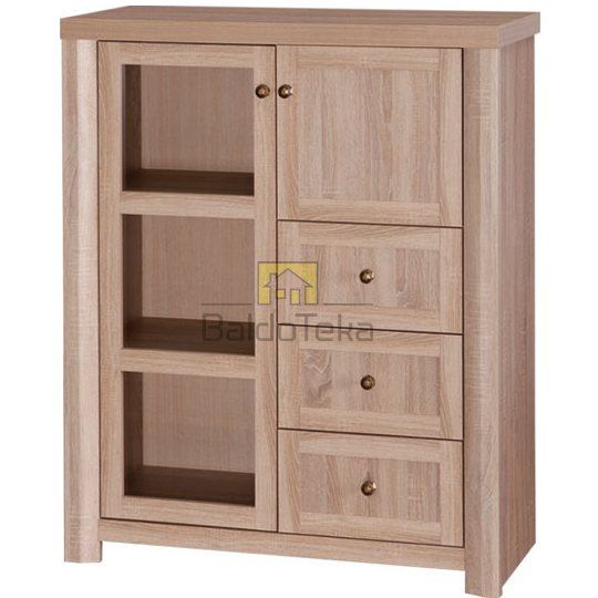 Šviesus ąžuolas sonoma spalvos spinta su met. rankenėlėmis