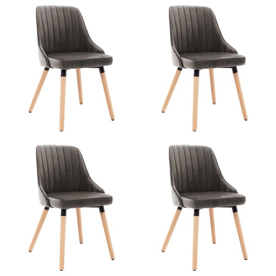 VidaXL Valgomojo kėdės, 4vnt., tamsiai pilkos, aksomas - Kėdės