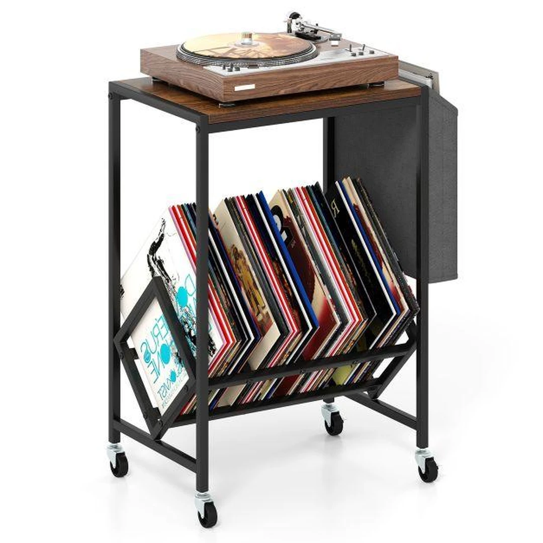 Vinilo plokštelių stovas, su ratukais, 50 × 30 × 64 cm - Lentynos