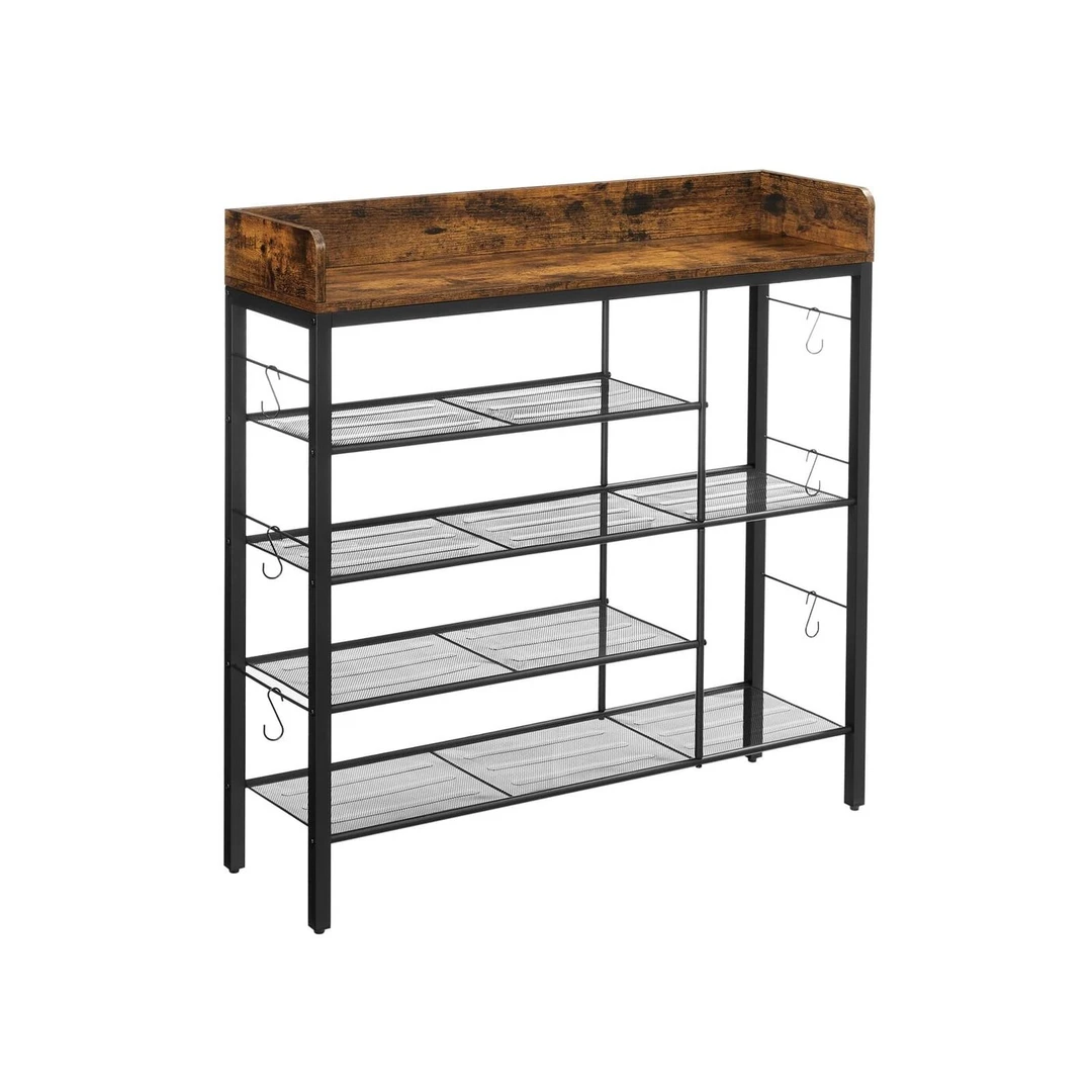 Vintažinė ruda-juoda batų lentyna