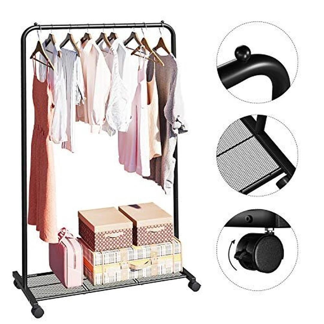 Stilinga drabužių kabykla su batu laikikliu ir grotelių lenta