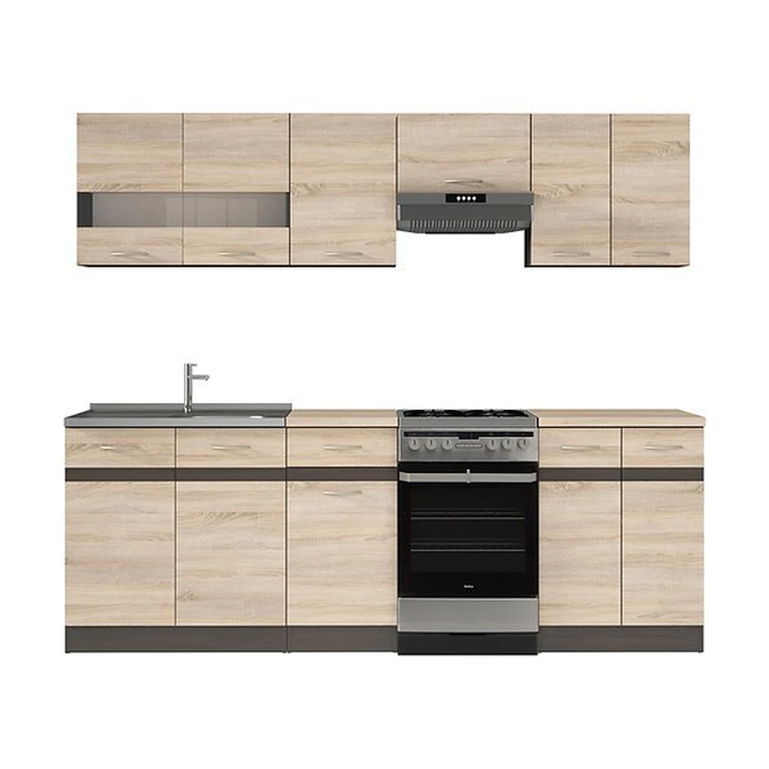 Moderni „Junona Line“ virtuvės kolekcija – Wenge spalvos korpusai