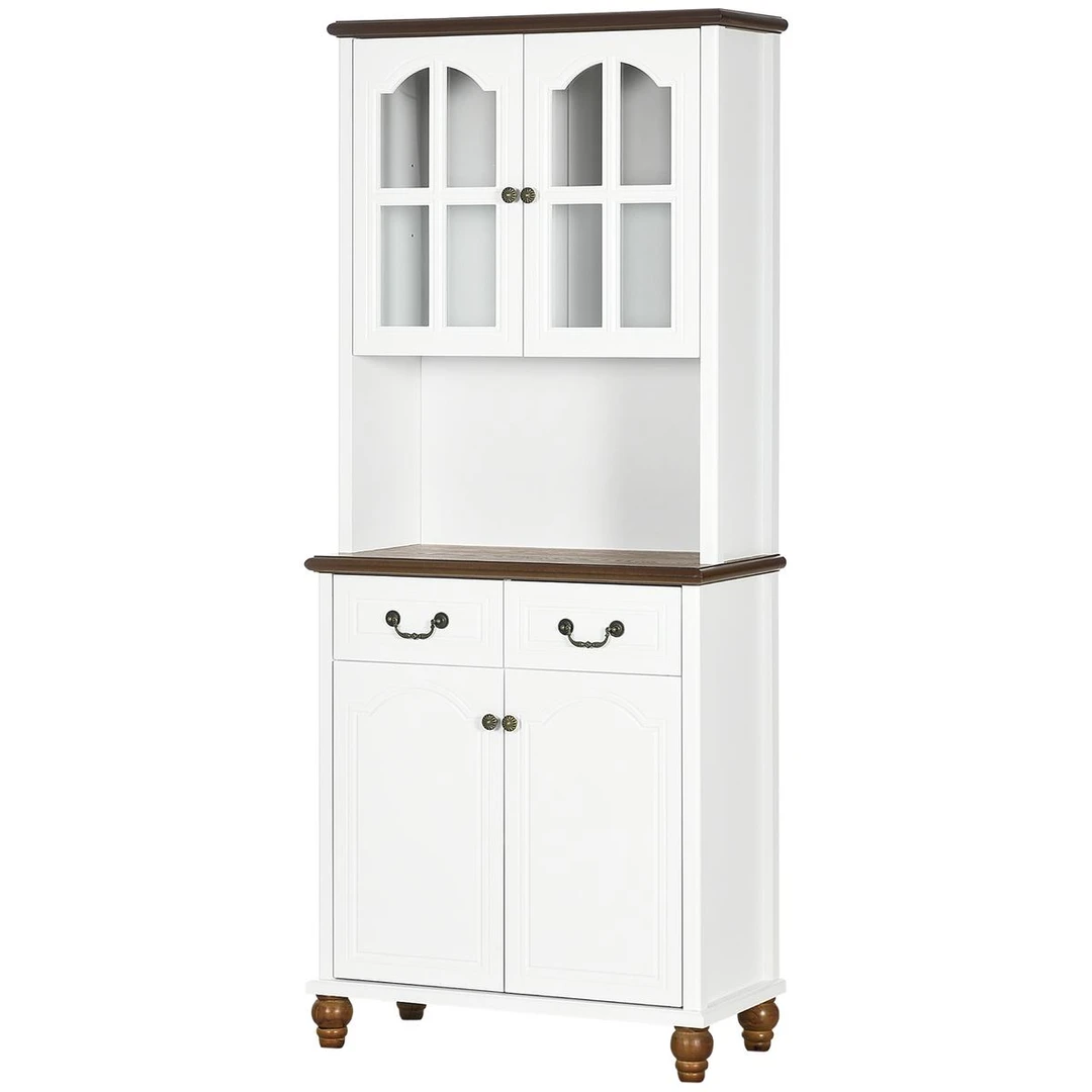 Virtuvės spintelė Homcom 76x38x182cm., baltos/rudos spalvos - Virtuvės spintelės