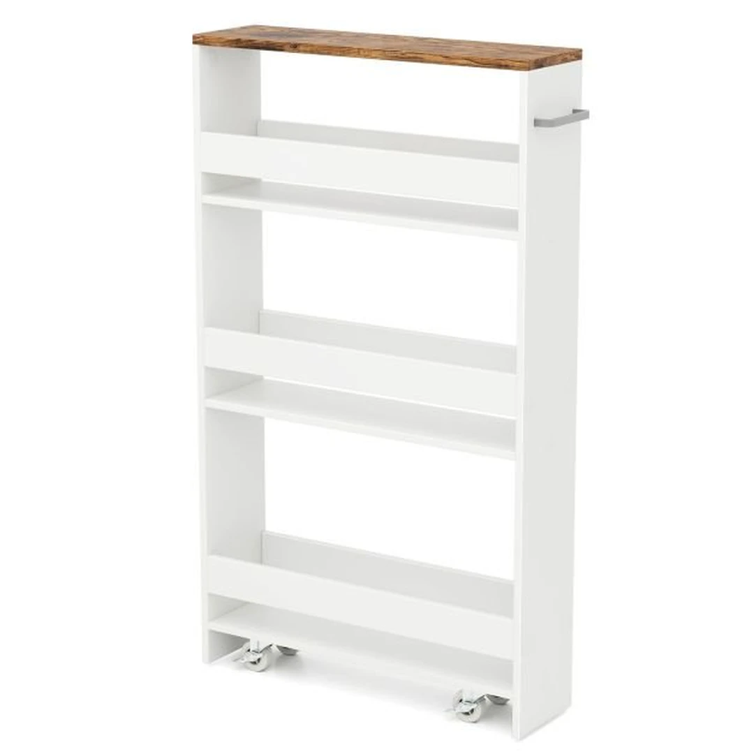 Virtuvės vežimėlis 47,5x13x80,5 cm baltas rudas