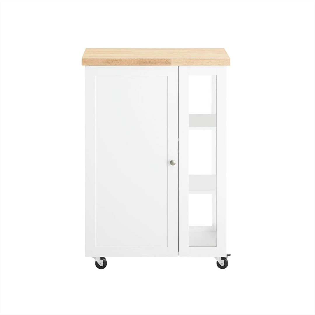 Virtuvinė spinta ant ratų 60x40x90cm., baltos/šviesiai rudos spalvos - Virtuvės spintelės