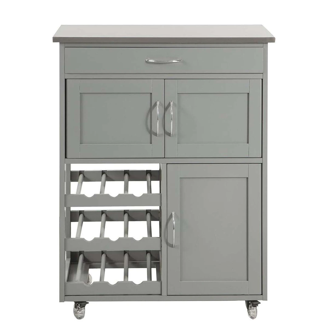 Virtuvinė spinta ant ratų 67x38x87cm., pilkos/sidabrinės spalvos - Virtuvės spintelės