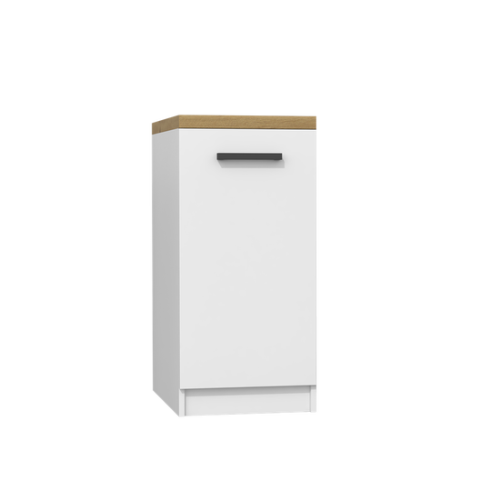 Apatinė spintelė balta matinė su rudu stalviršiu