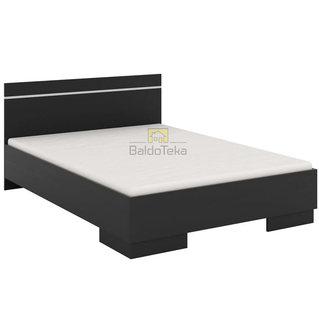 Juoda matinė lova su grotelėmis 165x205 cm