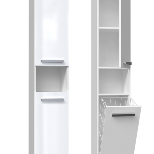 Šiuolaikiška spinta su ABS kraštais ir sidabrinėm rankenom