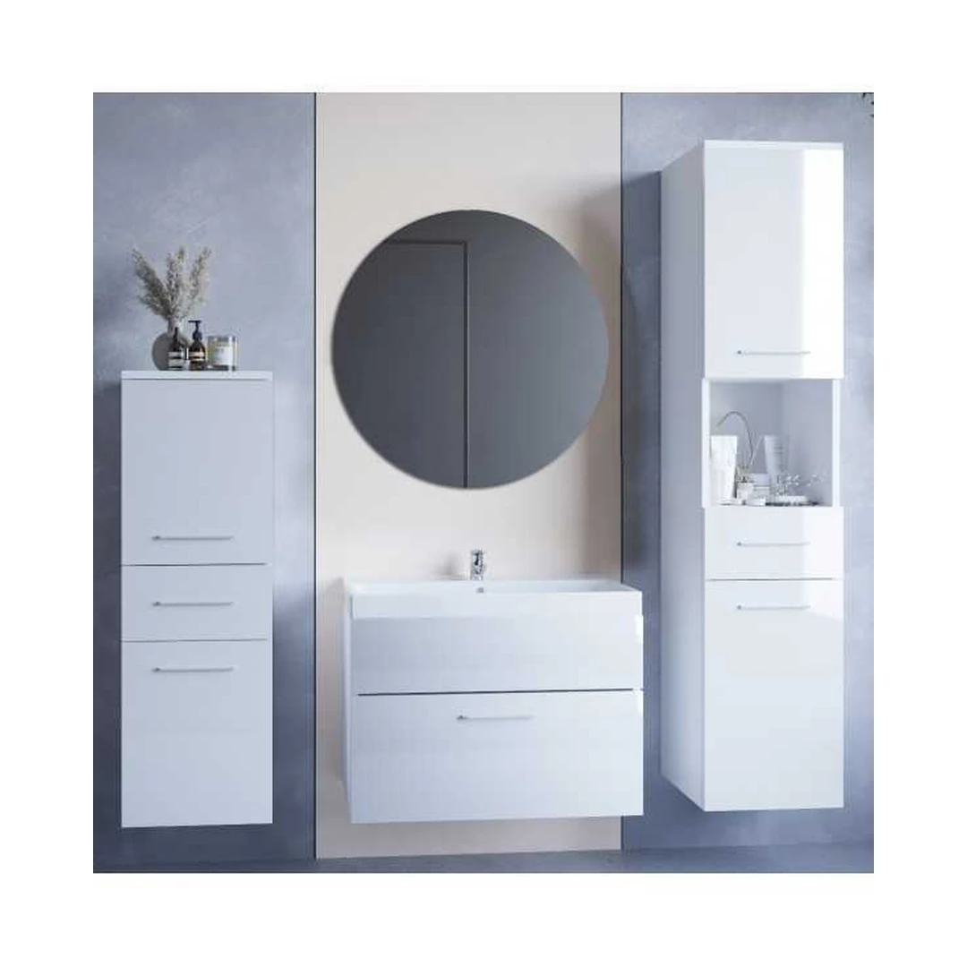 Modernus vonios kambario baldų komplektas su veidrodžiu