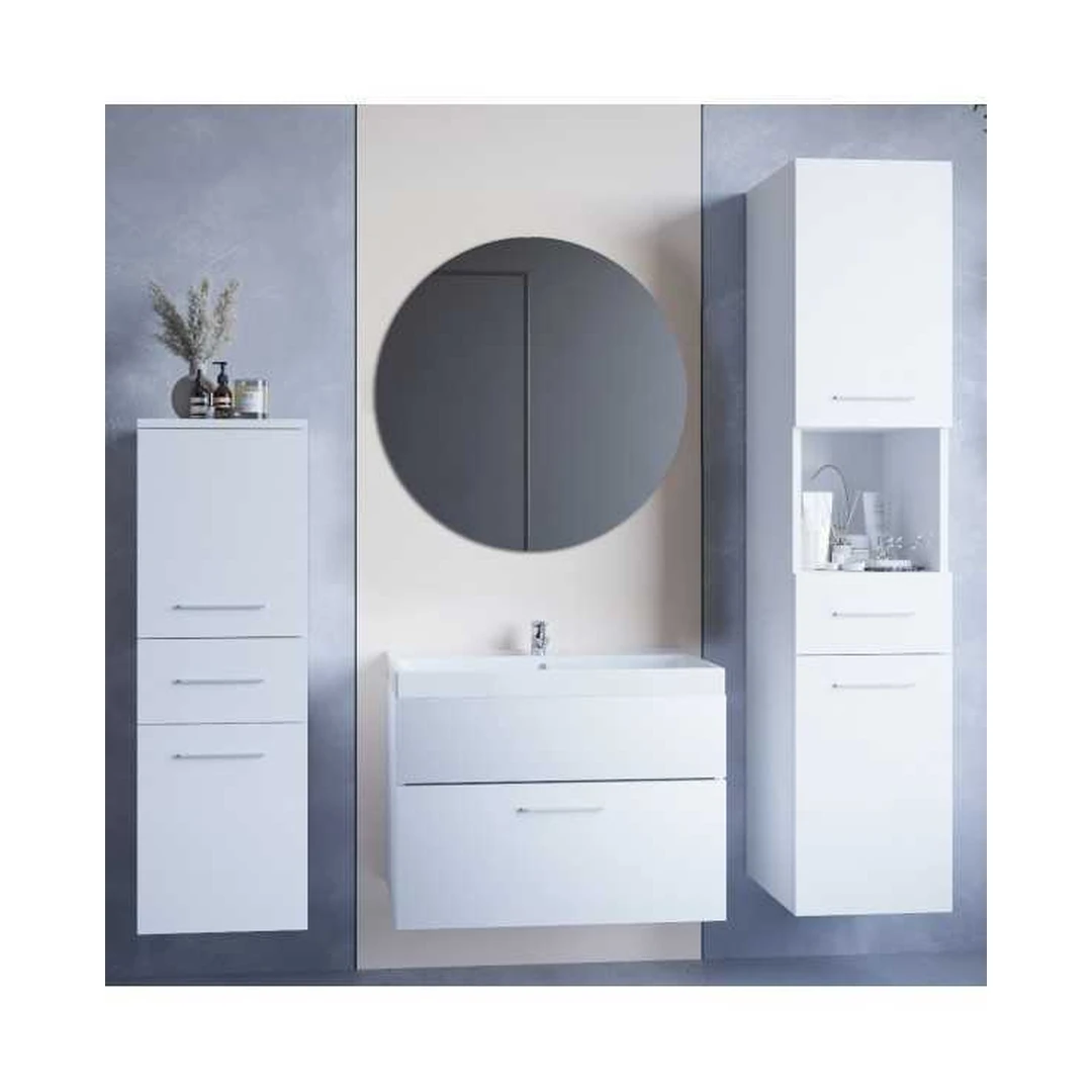 Modernus vonios kambario baldų komplektas su veidrodžiu