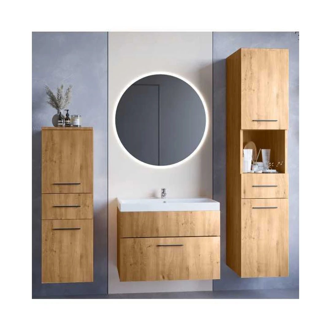 Įspūdingas vonios baldų komplektas su LED veidrodžiu
