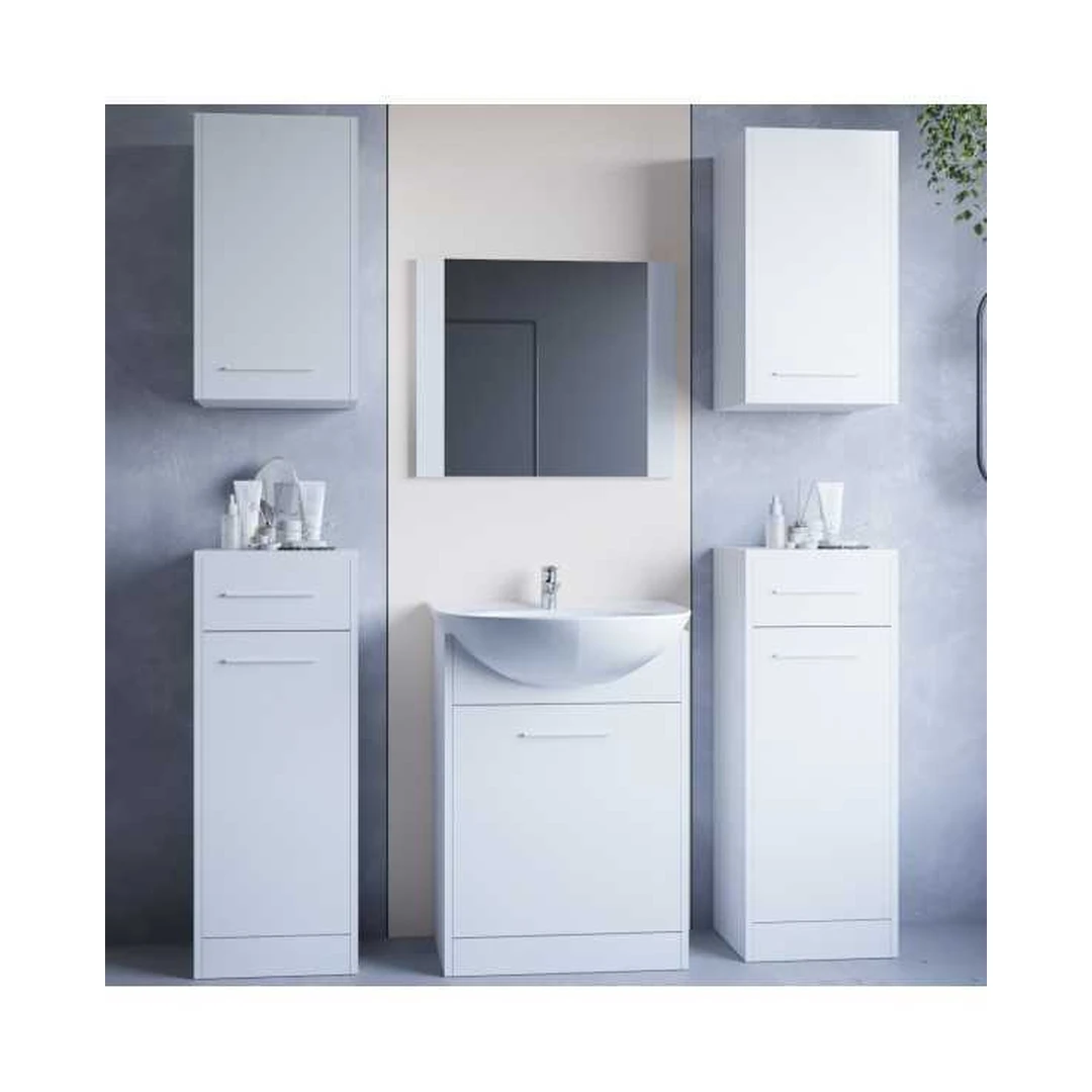 Šiuolaikiškos vonios baldų spintelės ir korpusai komplekte