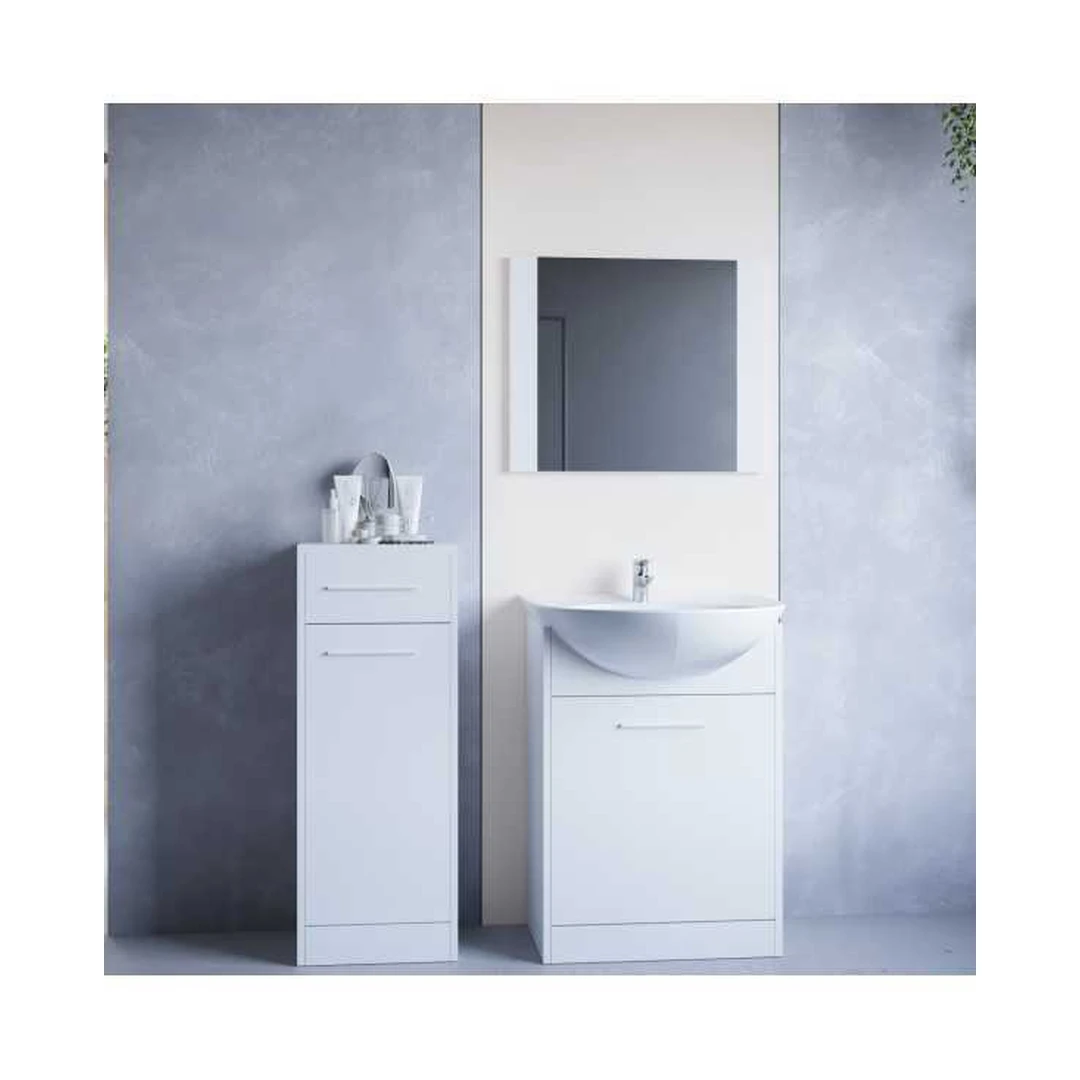 Šiuolaikinė vonios spintelė su stalčiais