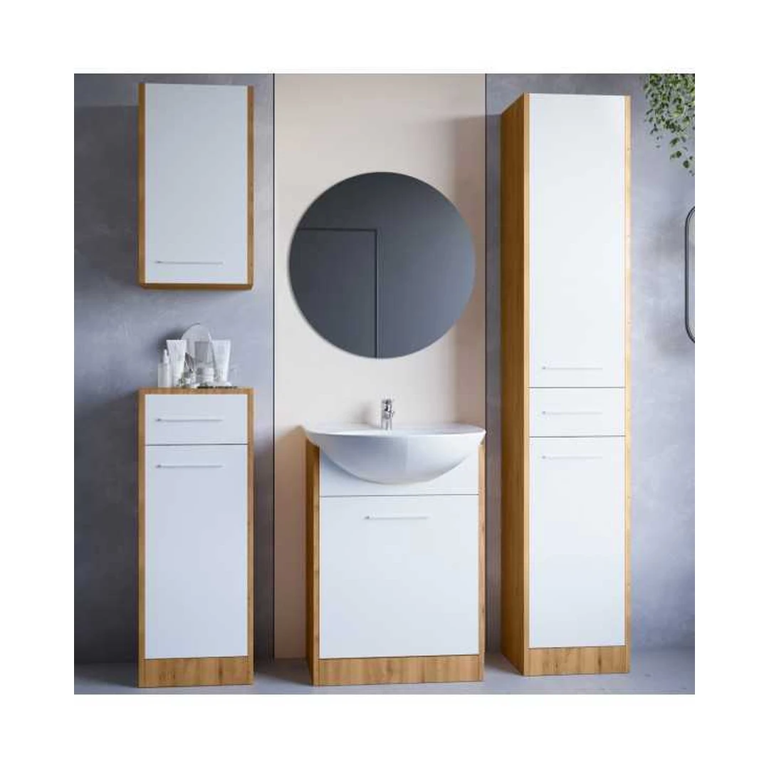 Modernus vonios baldų komplektas su veidrodžiu