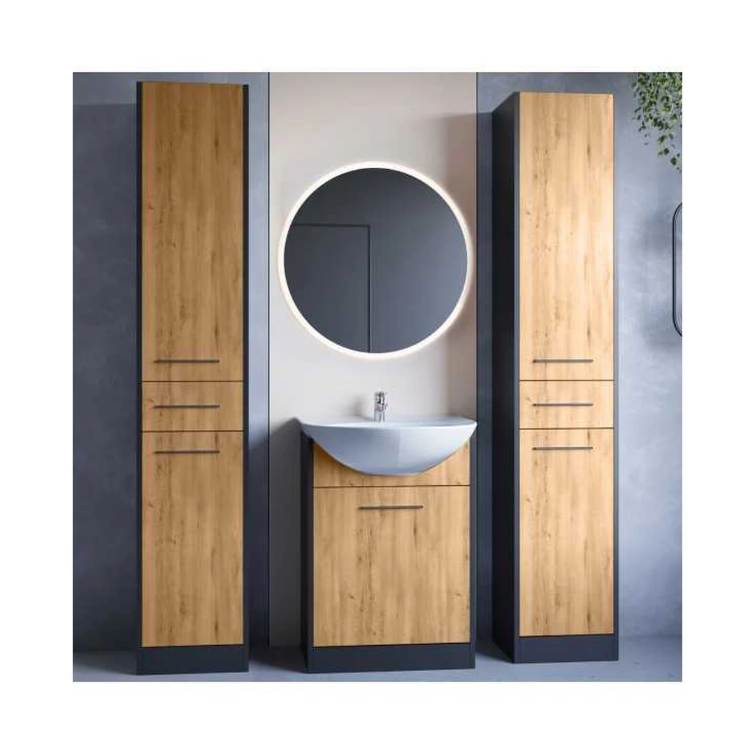 Juoda aukšta spintelė su LED apšvietimu