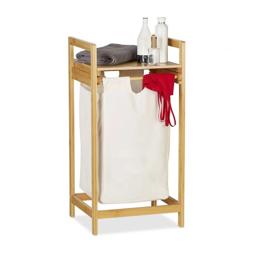 Vonios lentyna su skalbinių krepšeliu 73cm