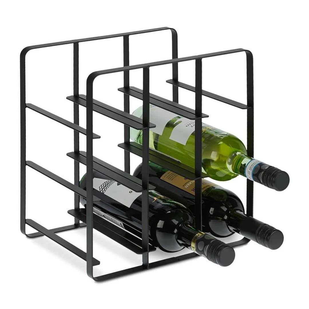 Vyno lentyna Relaxdays, 9 buteliams, Juoda, 27,5 × 30,5 × 20 cm - Lentynos