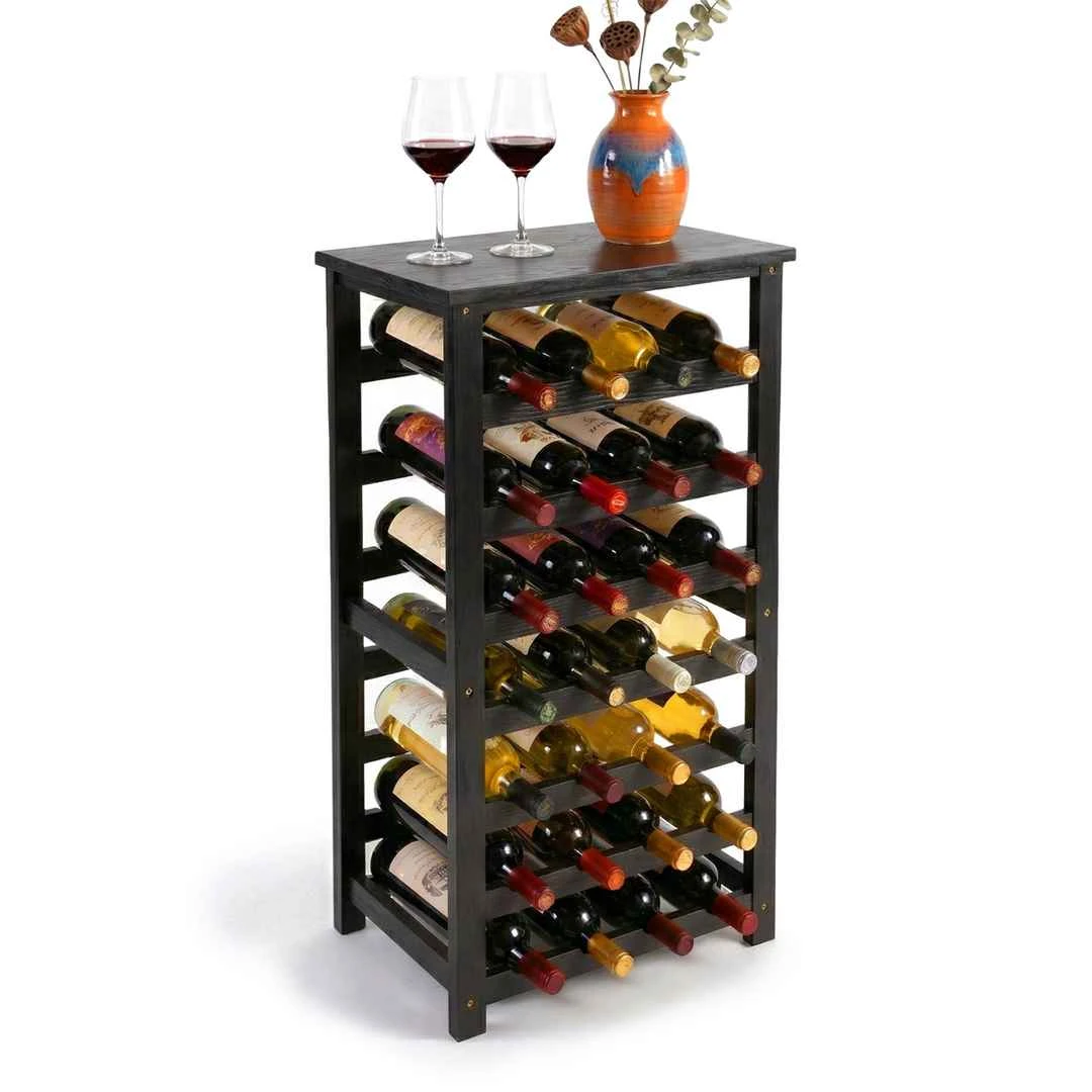 Vyno lentyna Relaxdays, horizontali, 28 buteliams, Juoda, 47 × 94 × 26 cm - Lentynos