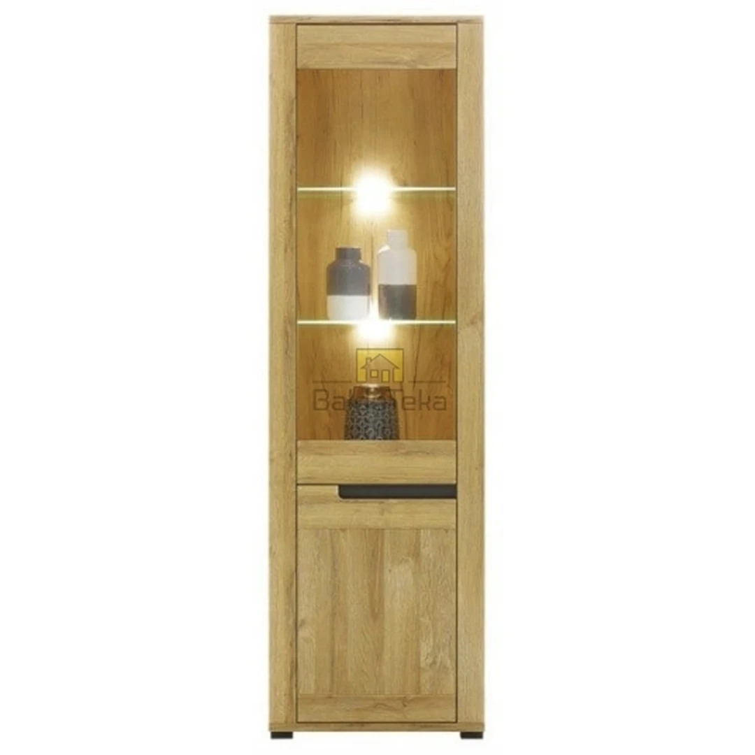 Įspūdingas ąžuolo ir grafito spintos modulis su stiklo įterpiais