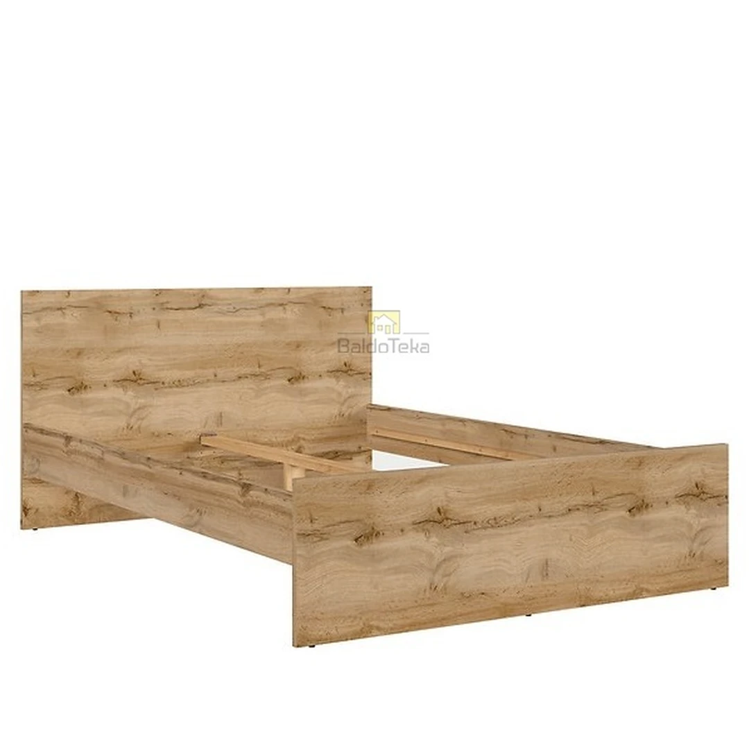 Ergonomiška 160×200 cm lova su moderniu ąžuolo wotan dizainu