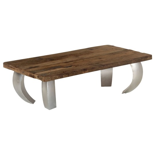 Žemas kavos staliukas, 110x60x35cm, perdirbta mediena, plienas - Žurnaliniai (kavos) staliukai