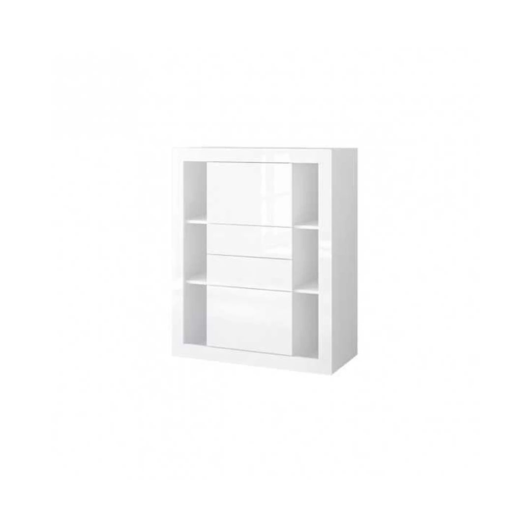 Šiuolaikiška balta spinta su blizgiu apdailu