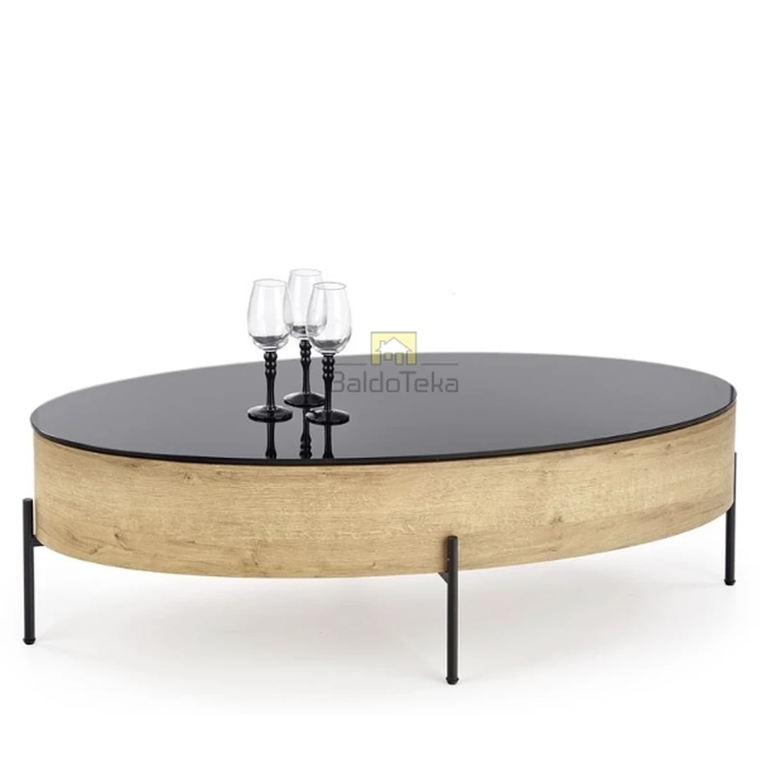 Šiuolaikiška spintelė su grūdintu stiklu ir auksinio ąžuolo spalva