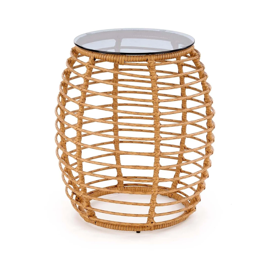 Šiuolaikiška stiklo ir rotango baldų kolekcija