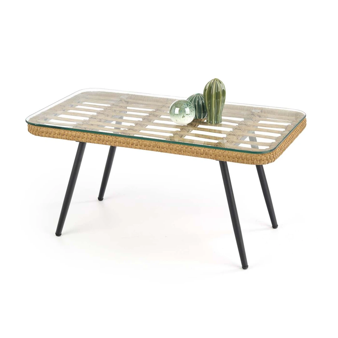 Šiuolaikiška rotango kėdė su stiklo stalu