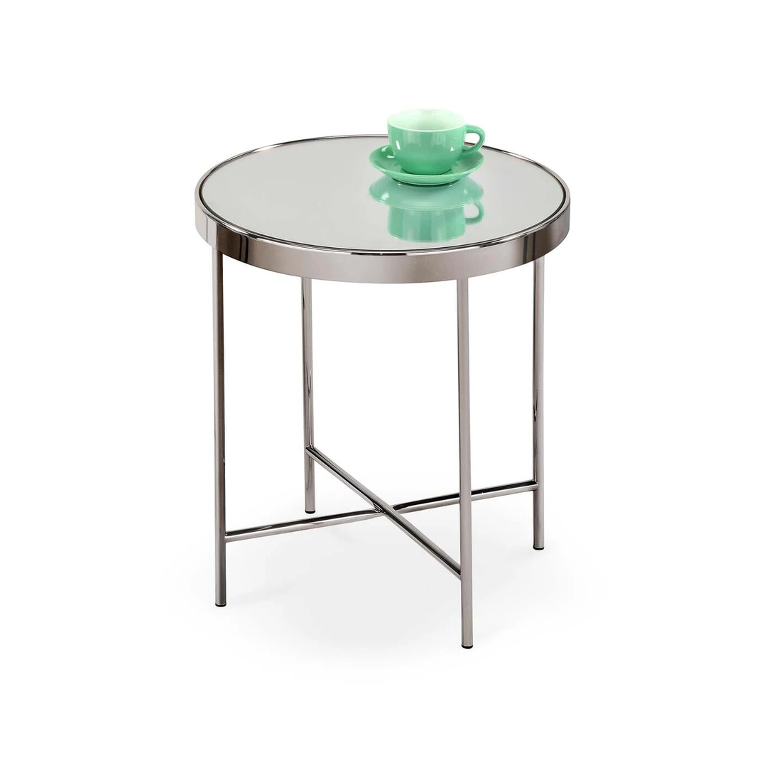 Stiklinis stalas su chromo plieno pagrindu, 42/46 cm