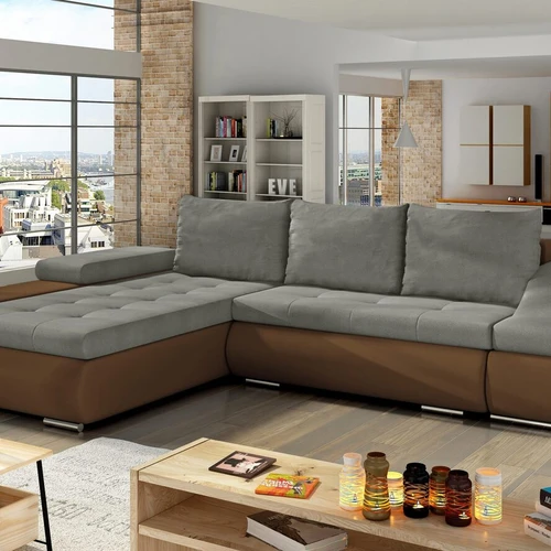 Minkštas kampas EL1626, ruda-pilka